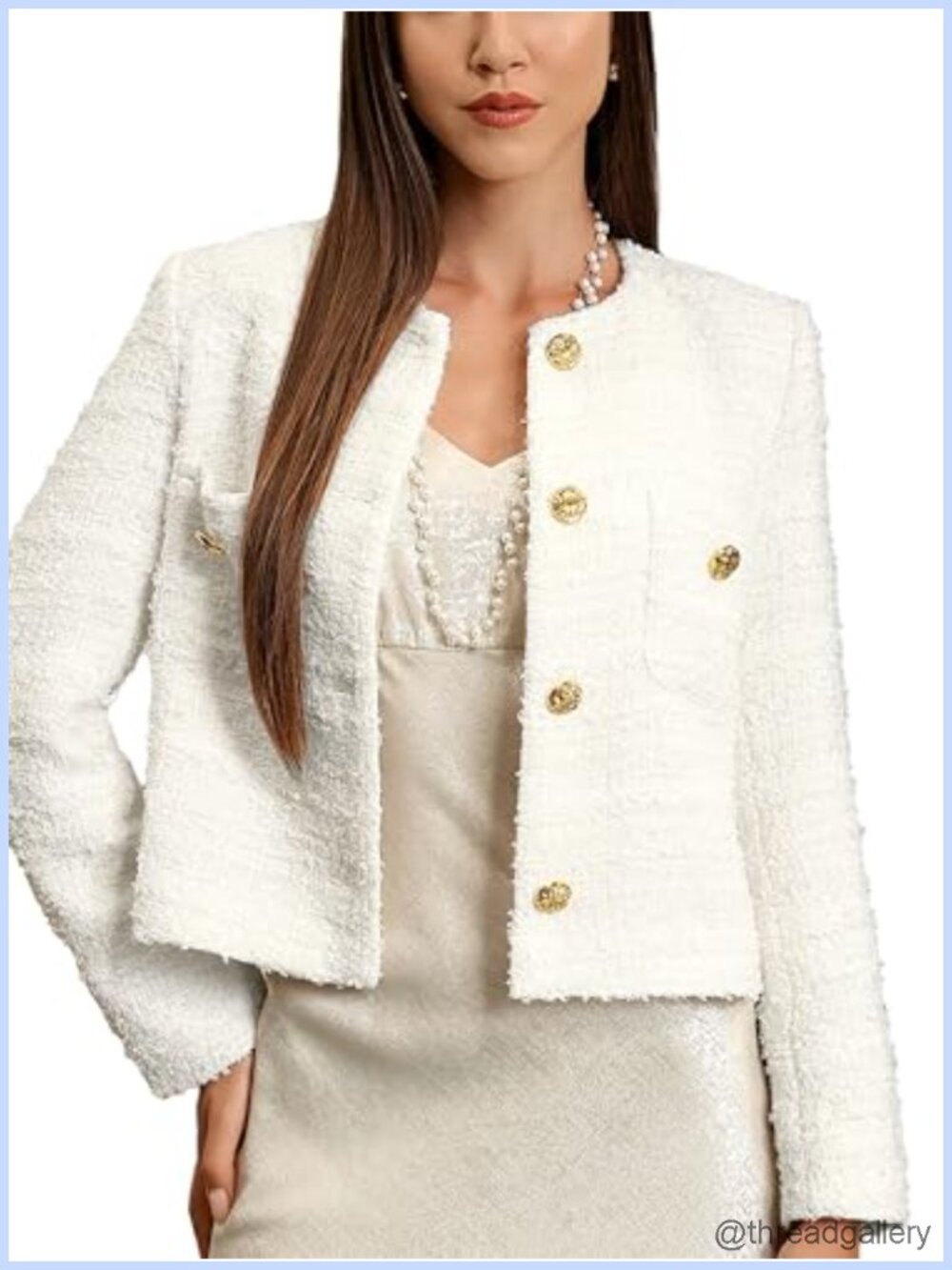 Cropped Tweed Blazer Wool Boucle Tailored Fit Office Wear